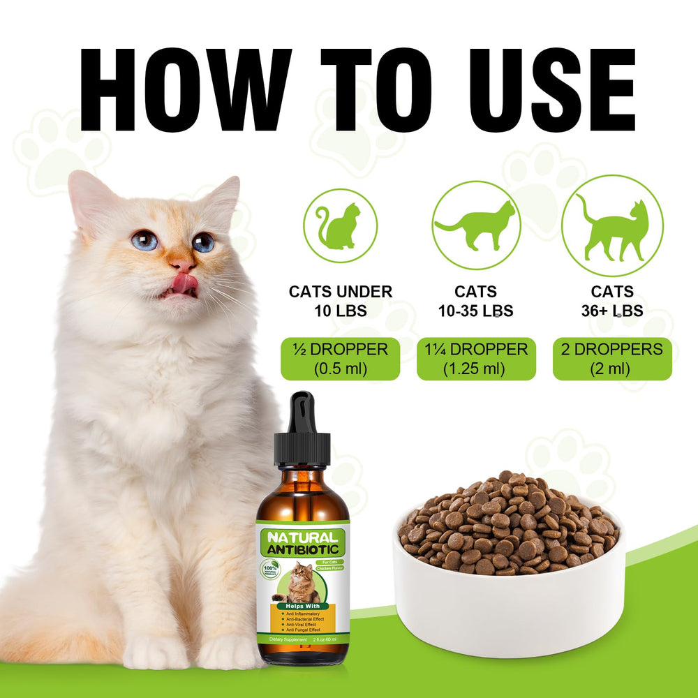 RUAKPL cat antibiotic-chicken-flavor bottle—palatable drops your cat will enjoy.