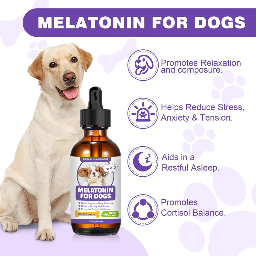 RUAKPL melatonin for dogs liquid mixed into food supports healthier sleep