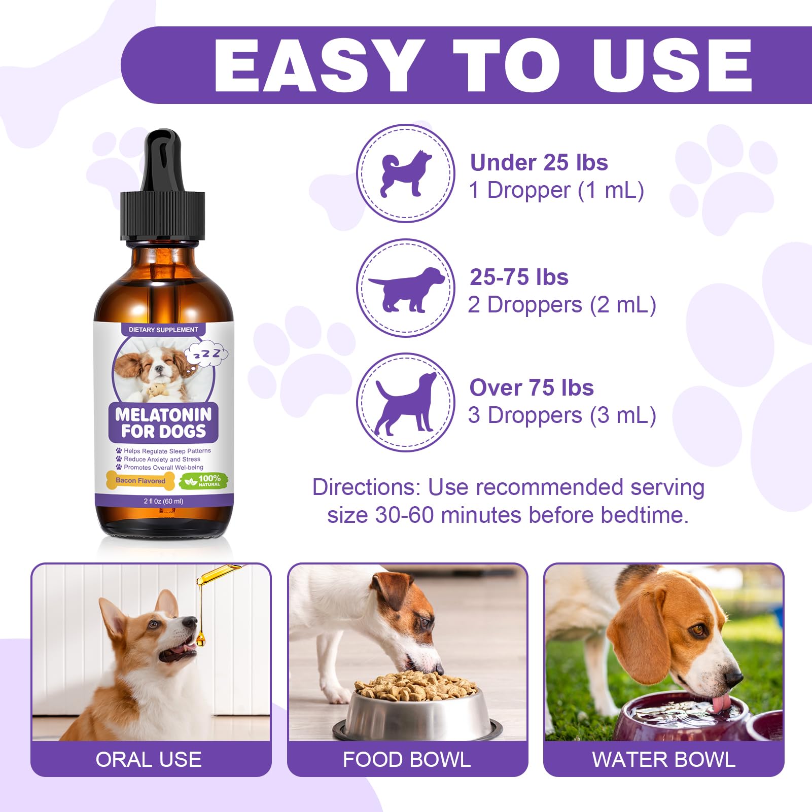 RUAKPL melatonin for dogs bottle used during thunderstorms promotes calmer evenings
