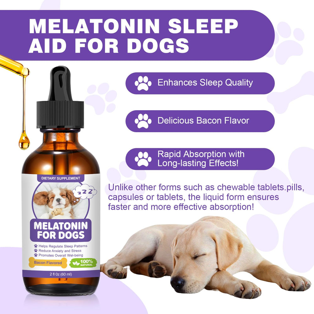 RUAKPL melatonin for dogs bacon flavor drops soothe anxiety during travel