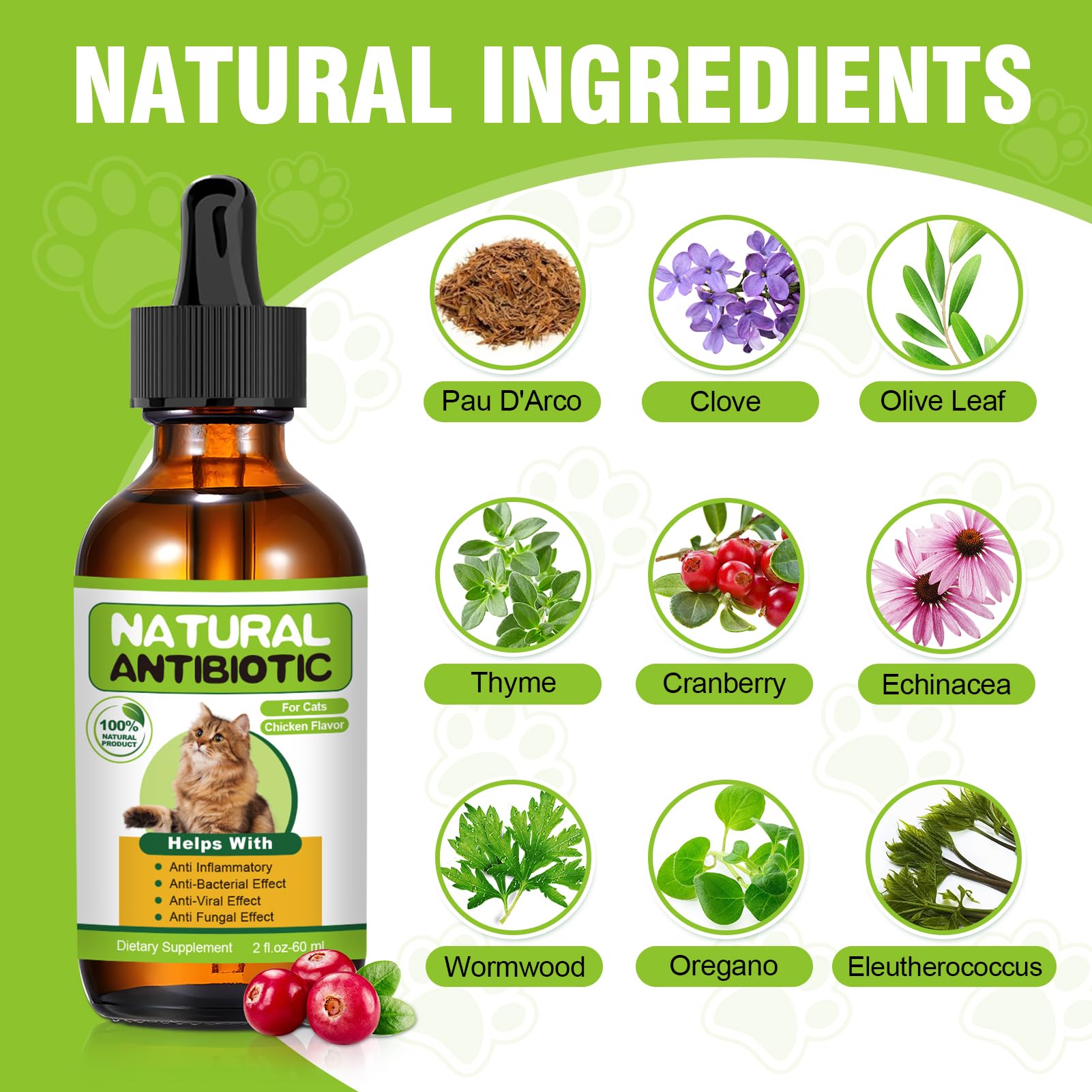RUAKPL natural antibiotics for cats liquid drops—gentle addition to water or food.