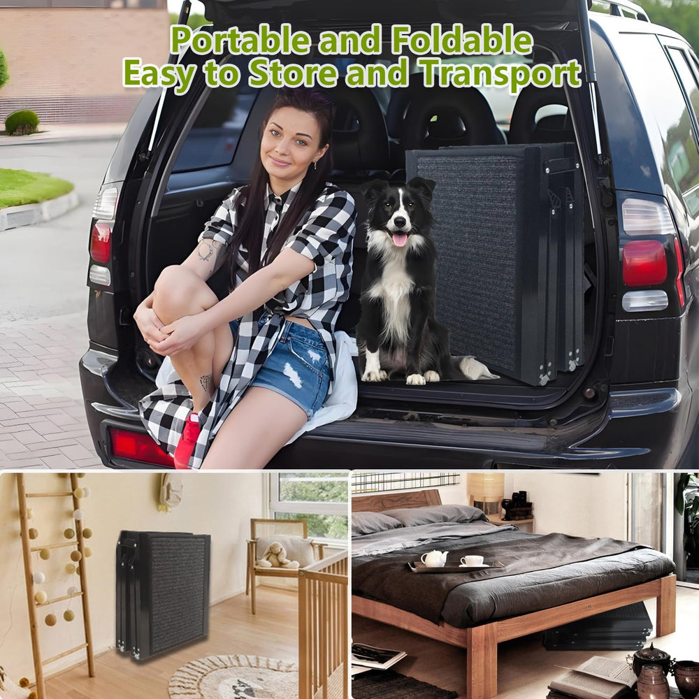 RUBLELITIE dog ramp all-weather surface for indoor or outdoor use.