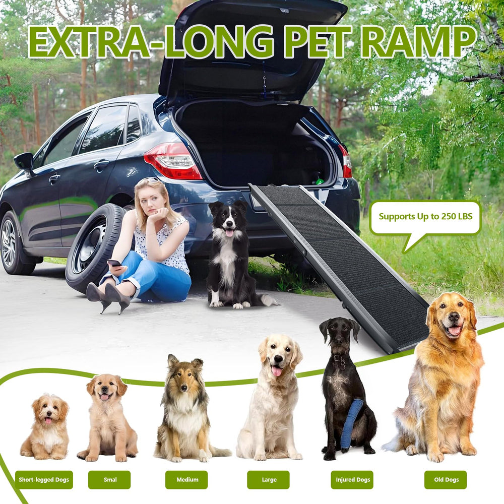 RUBLELITIE dog ramp non-slip surface provides secure footing on every step.