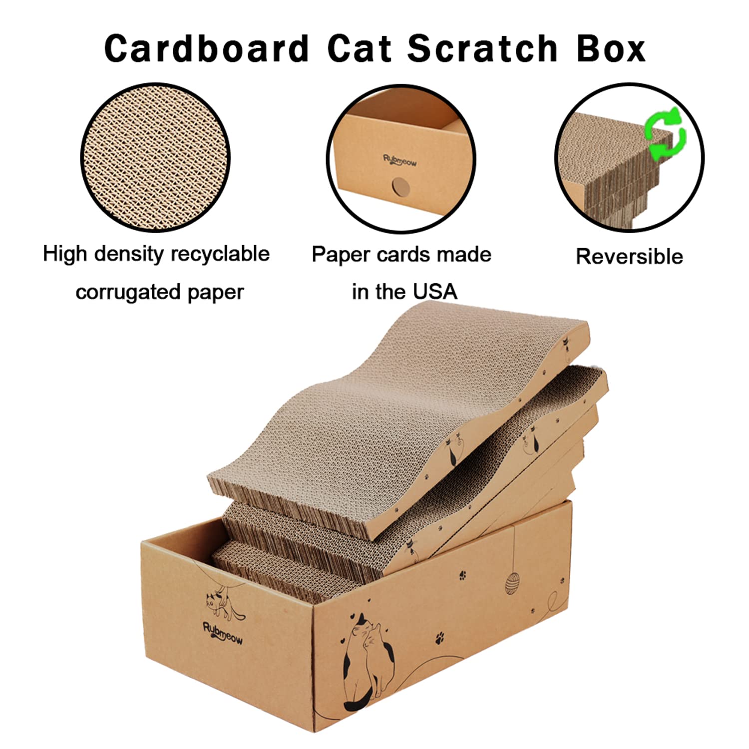 RUBMEOW durable cardboard scratcher demonstrates sturdy recyclable construction.