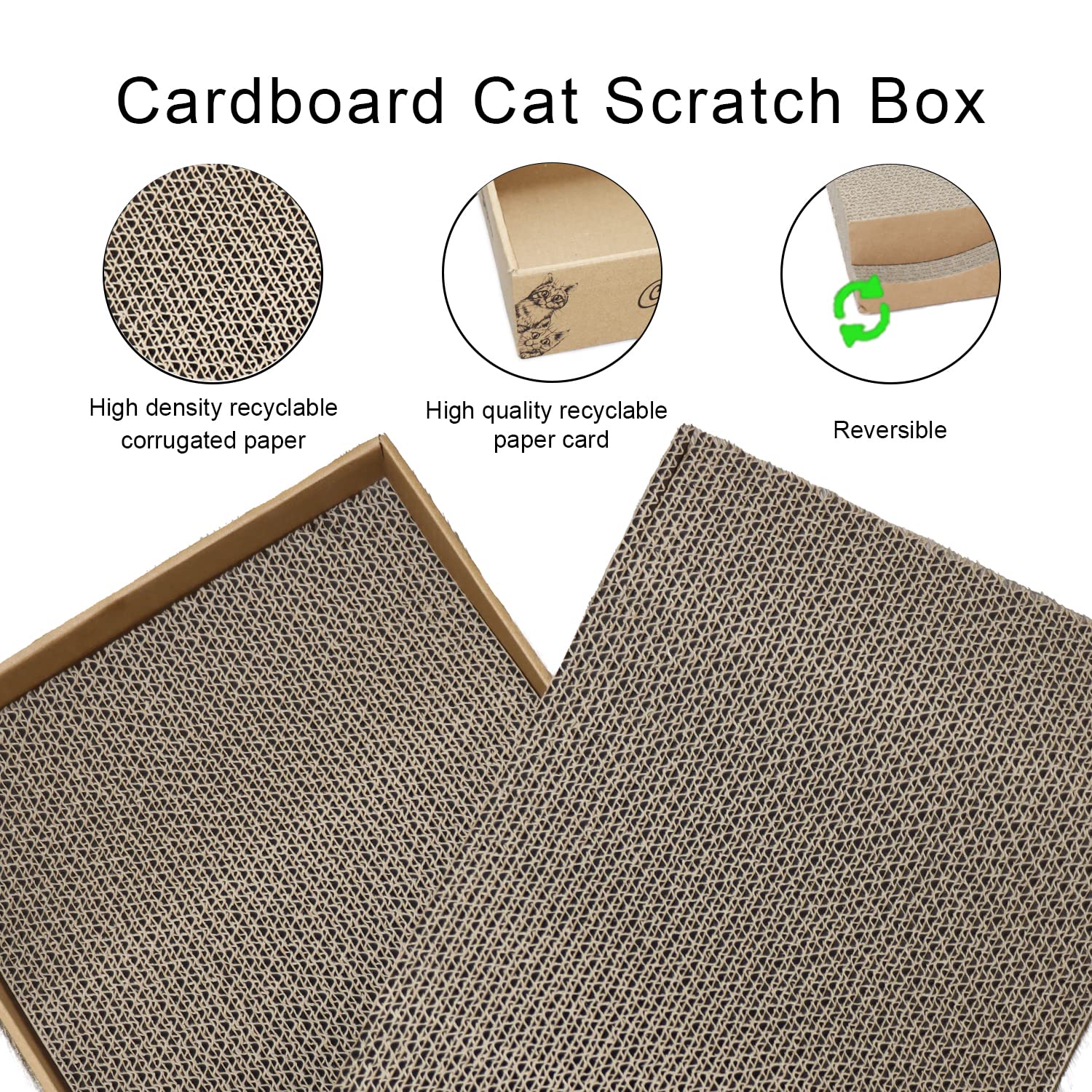 RUBMEOW durable corrugated cardboard scratcher stands up to energetic scratching