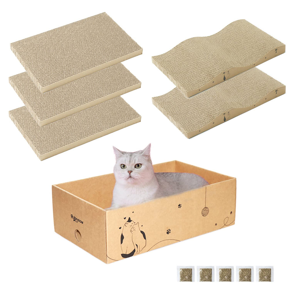 RUBMEOW five boards with catnip set offering versatile entertainment for cats.