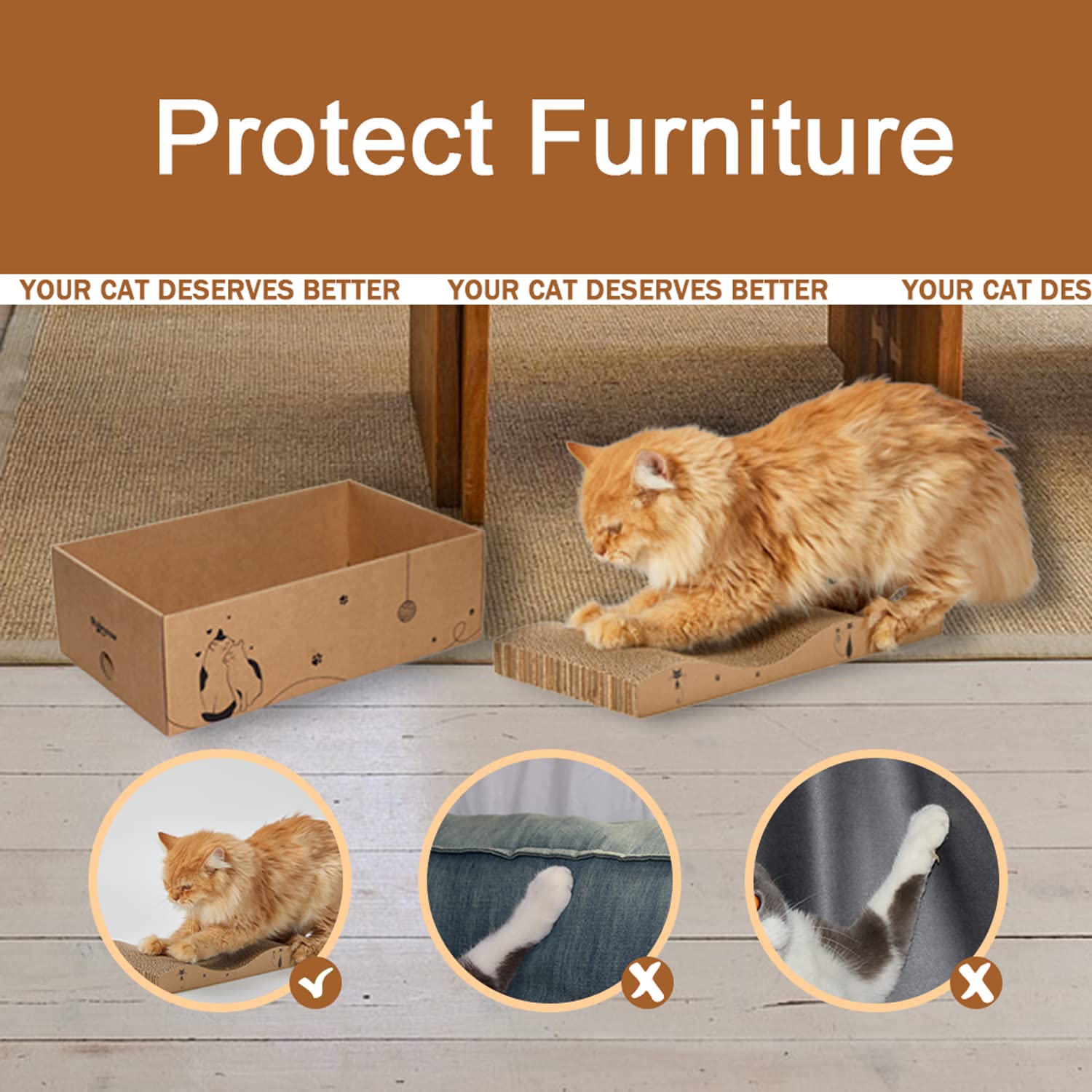 RUBMEOW reversible scratch pads highlighting dual-texture surfaces for cats.