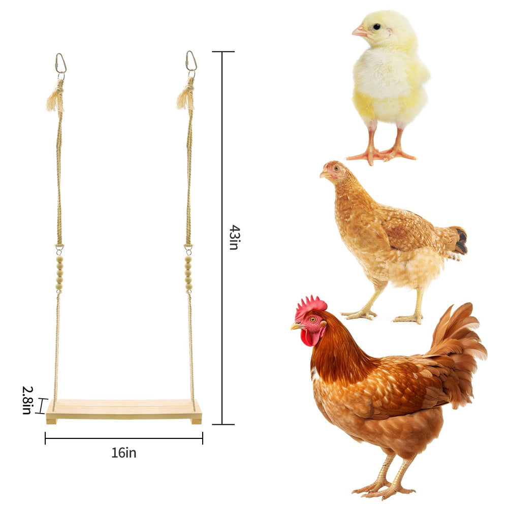 Ruby Q chicken swing toy rope and hooks enable easy, secure coop attachment.
