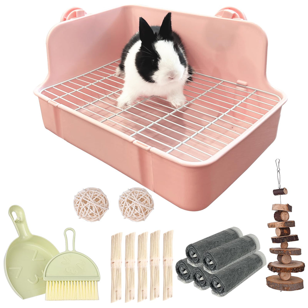 RubyHOME rabbit litter box with deep design for easy cleanup