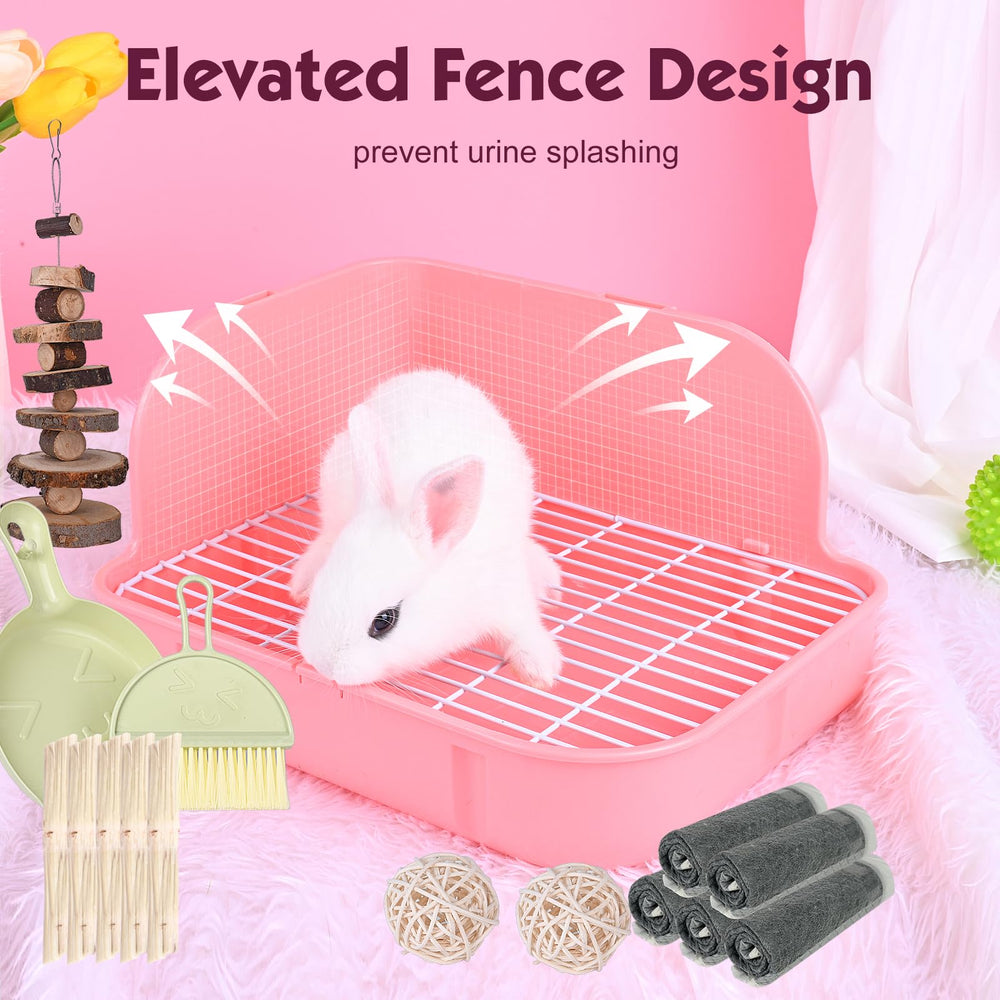 RUBYHOME rabbit litter box deep design emphasizes roomy interior to reduce spills.