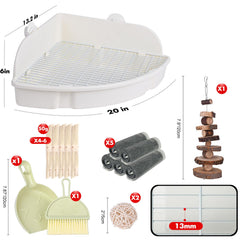 RubyHome litter box with high sides helps contain mess and spray.