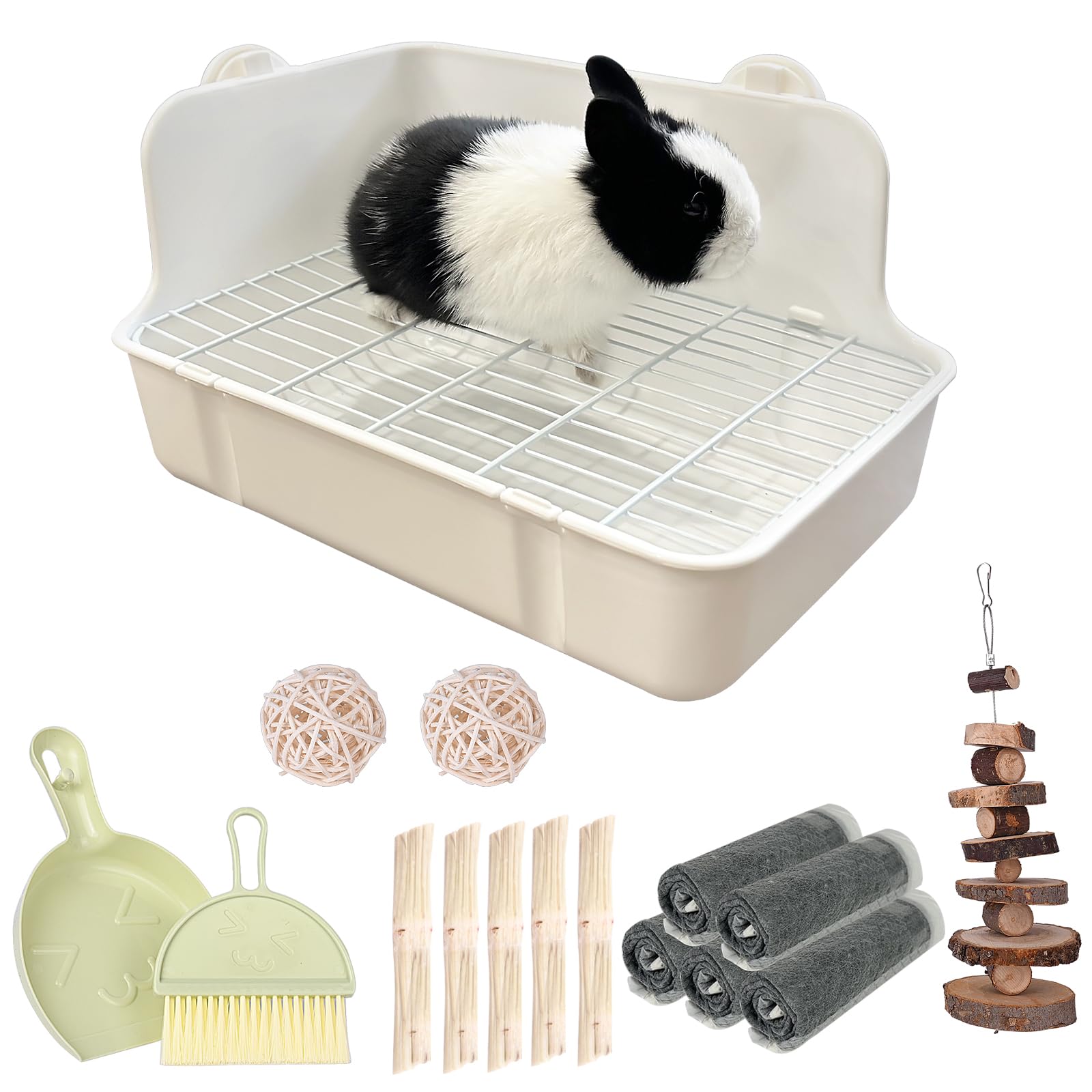 RubyHome Rabbit Litter Box front view highlights compact corner fit for small spaces