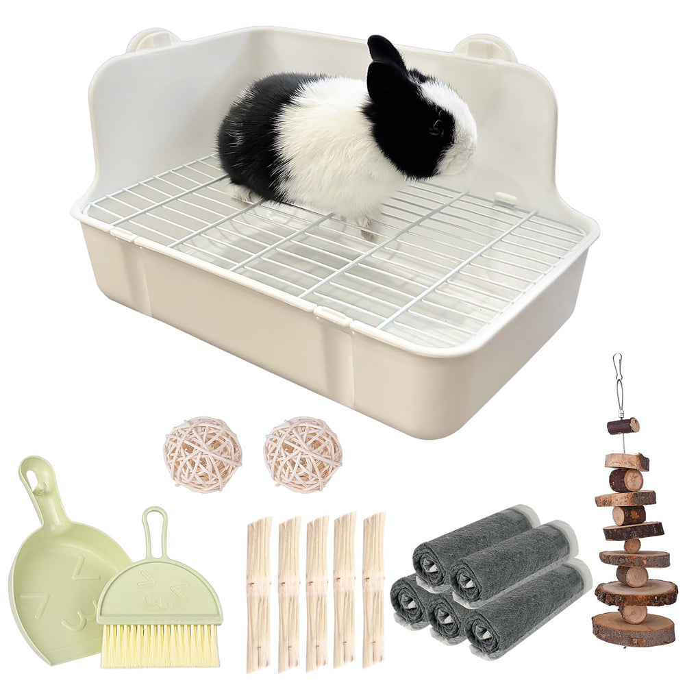RubyHome Rabbit Litter Box front view highlights compact corner fit for small spaces
