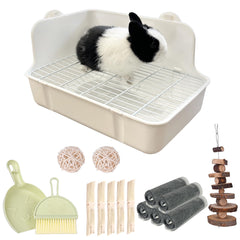 RubyHome Rabbit Litter Box front view highlights compact corner fit for small spaces