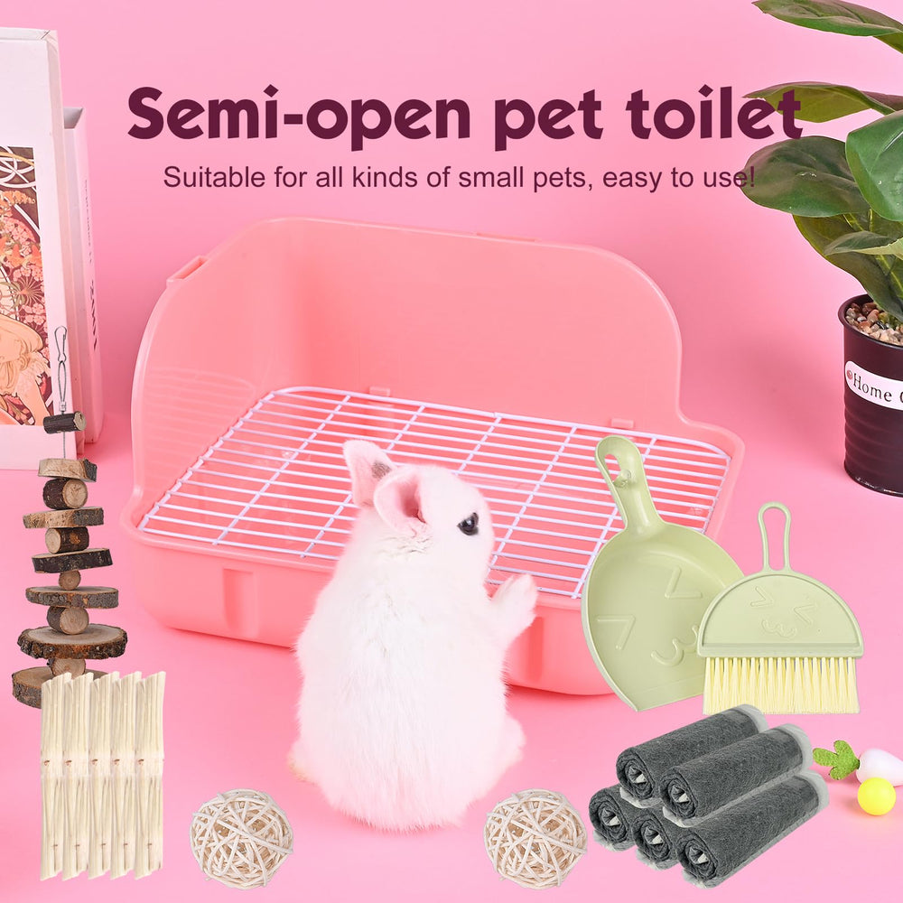 RUBYHOME rabbit litter box low-entry enables simple access for small pets.