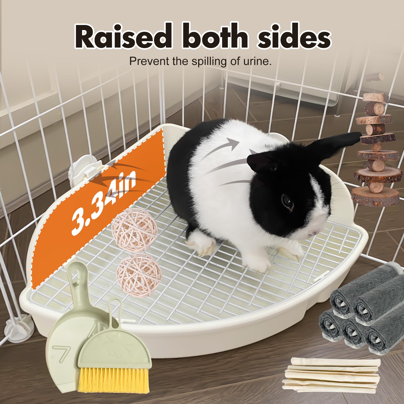 RubyHome corner litter box uses durable plastic and stainless grid.