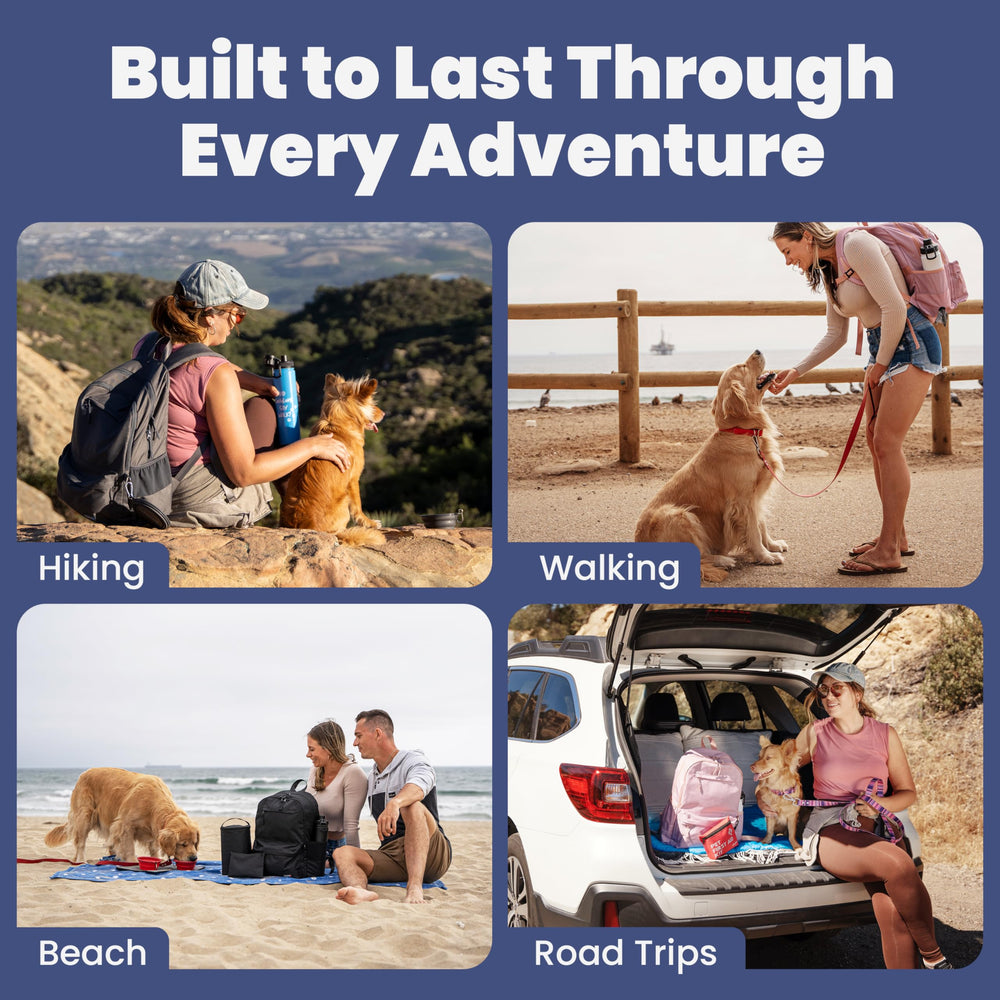 Rubyloo dog travel bag food container keeps snacks fresh during outings.