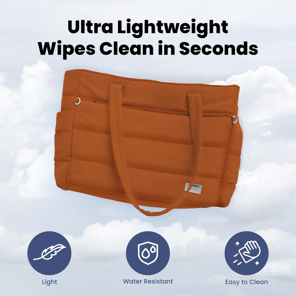 Rubyloo Puffer Dog Travel Bag close-up stitching showing durable, stylish texture