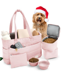 Rubyloo puffer dog travel bag pink, ideal for everyday errands and dog outings.