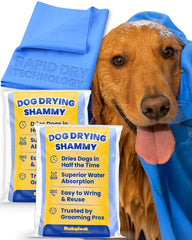 Rubyloo shammy dog towel large 34x26 demonstrating rapid-dry technology for fast dog drying.