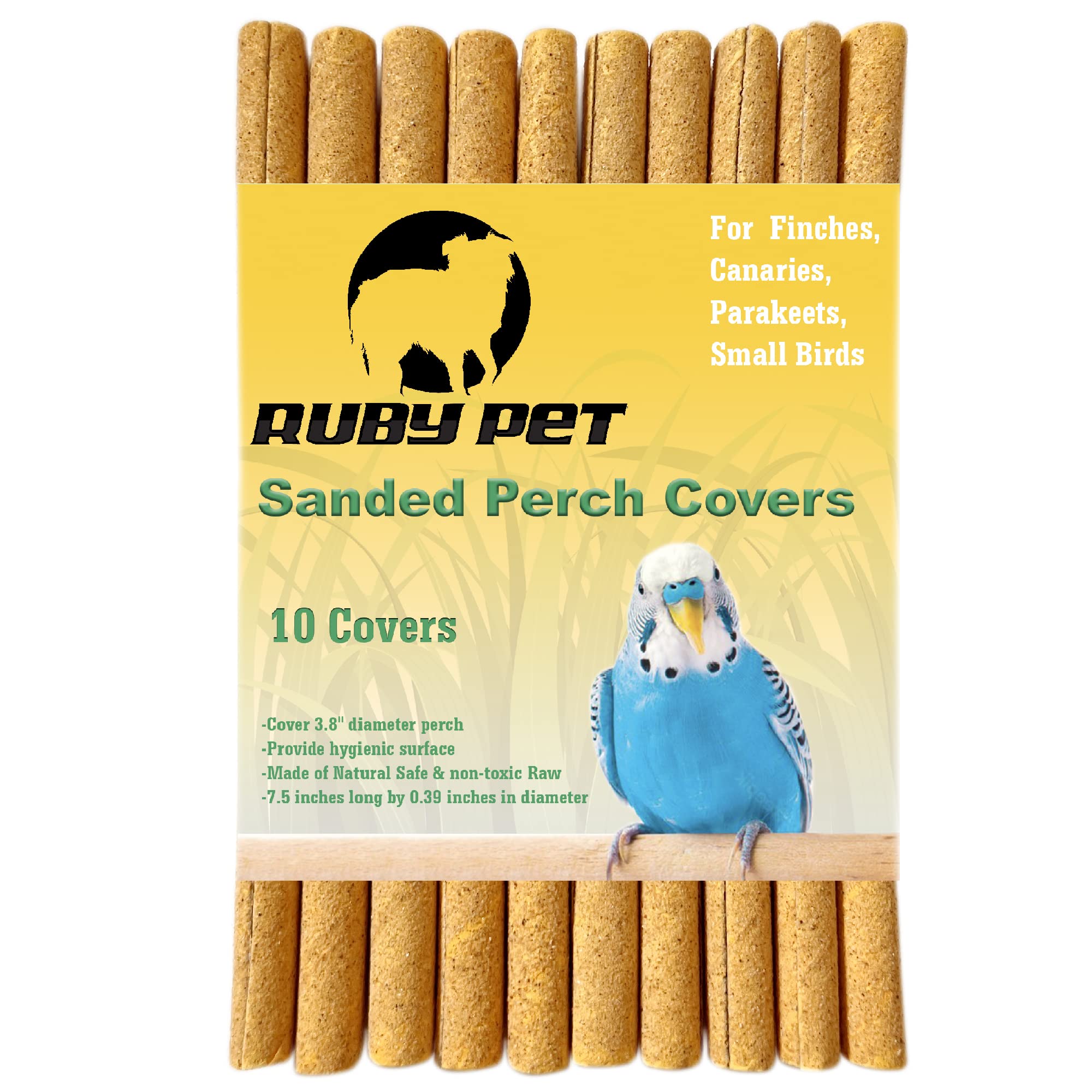 RUBY PET sanded perch cover closeup on a small bird perch showing grit for grip