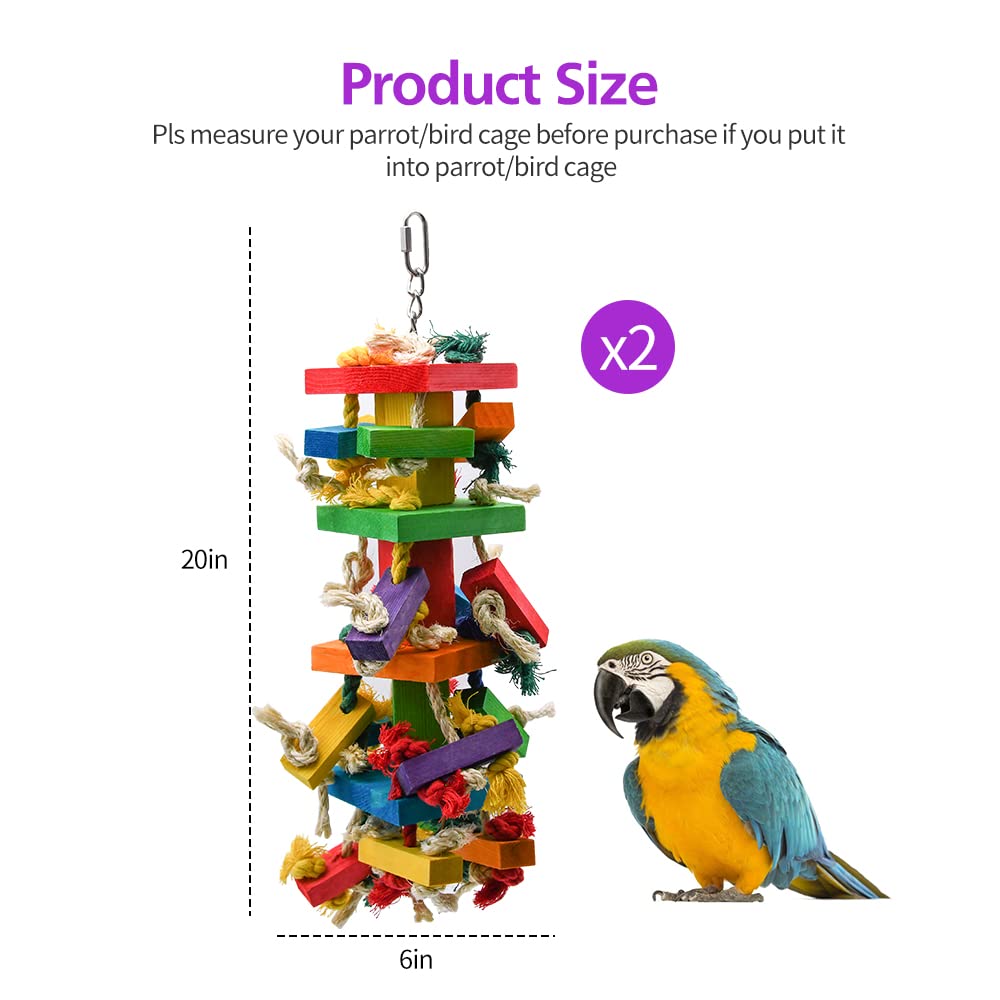 Ruby.Q cotton rope parrot toy knots closeup emphasizes bird instinct to chew and untie.