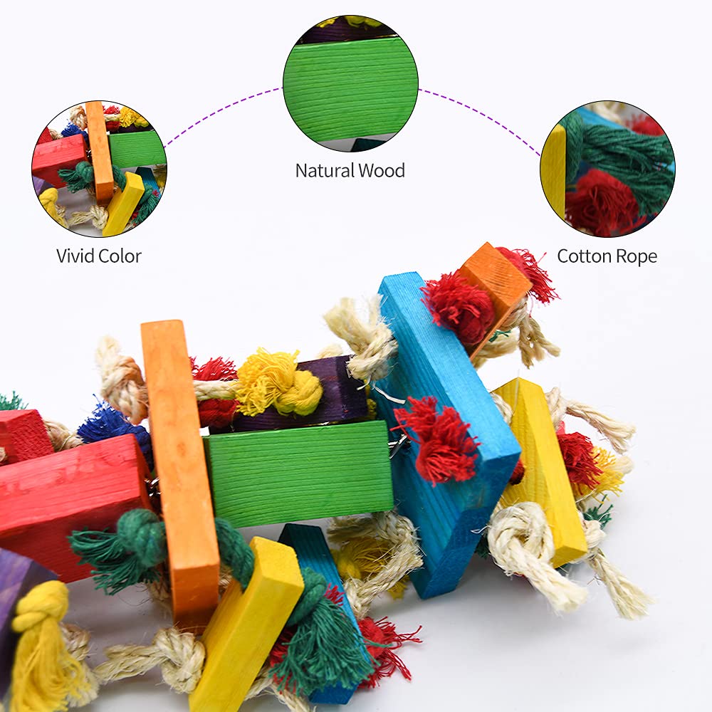 Ruby.Q two-pack parrot toy display shows a durable bite-friendly option for big birds.
