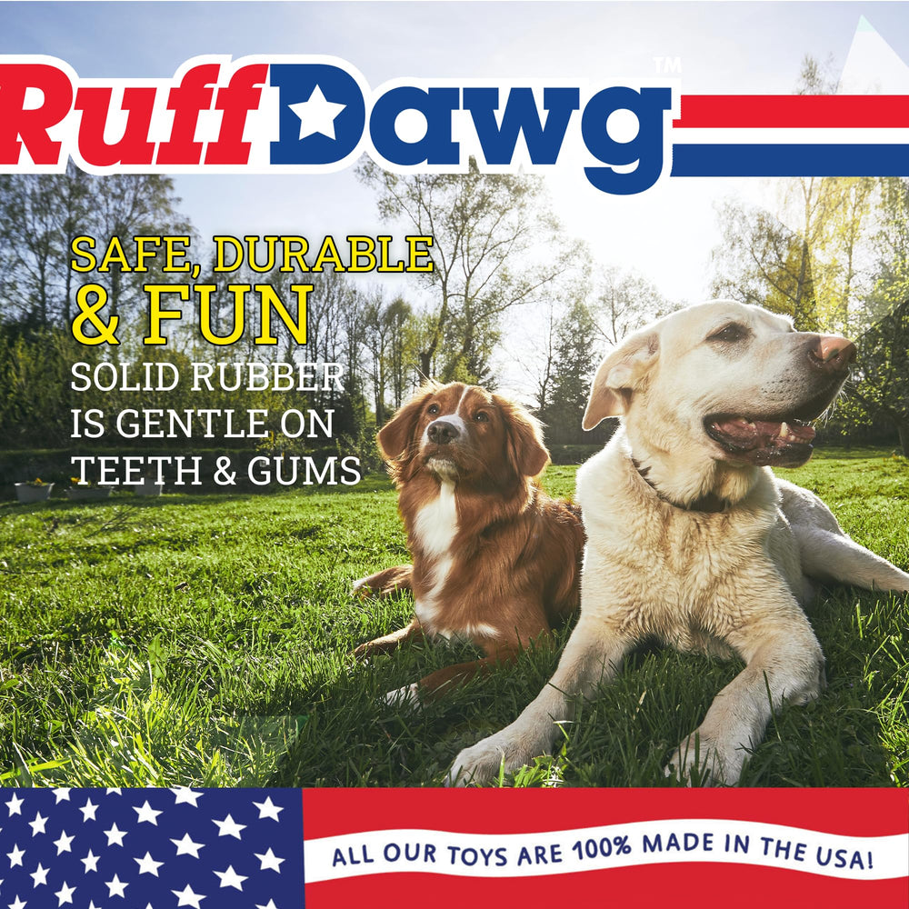 Ruff Dawg Ball high-visibility material helps you spot it quickly in grass or water.