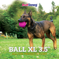 Ruff Dawg Ball XL neon water-play shot demonstrates splash-friendly fetch.