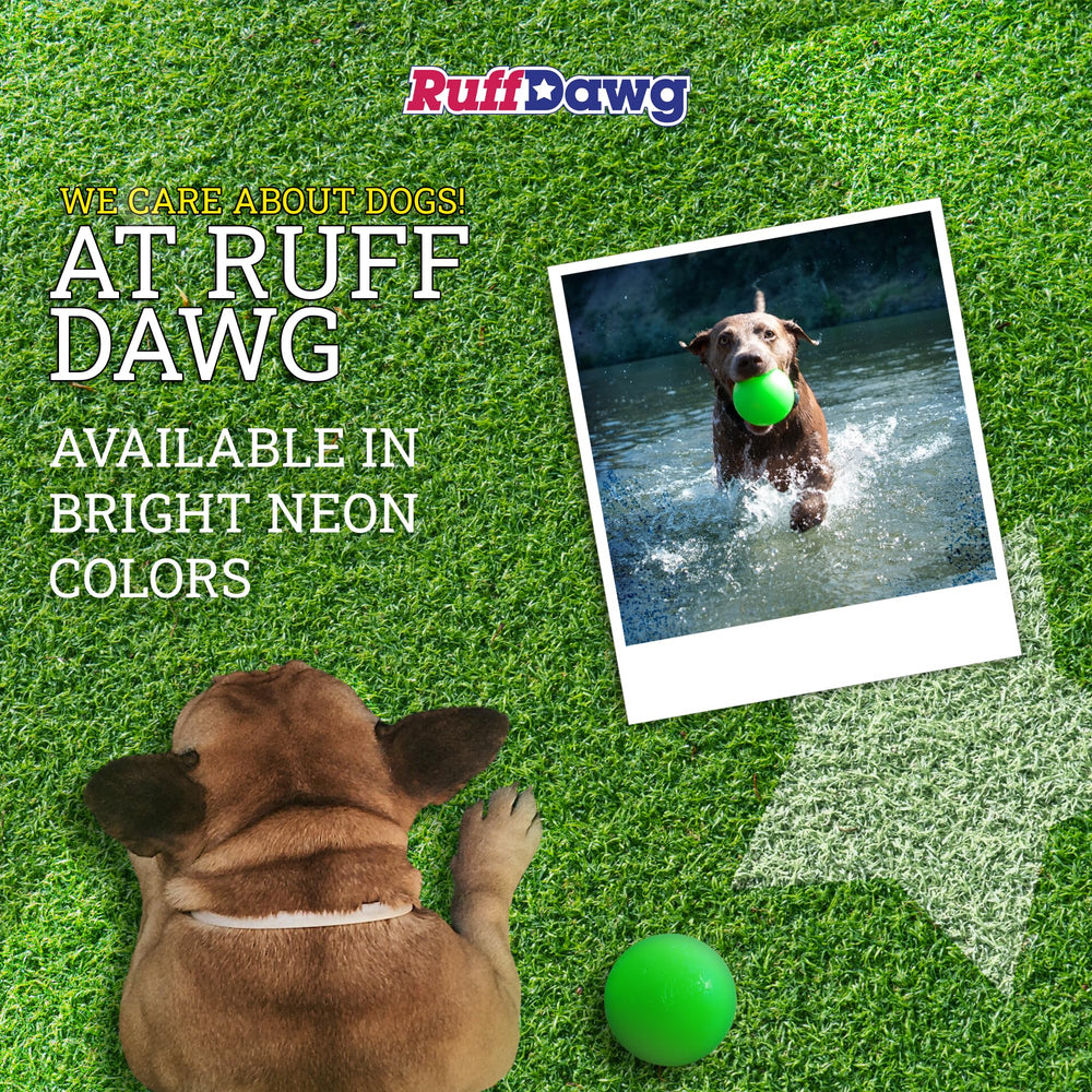 Ruff Dawg Ball XL neon grip surface aids confident toss and grip.