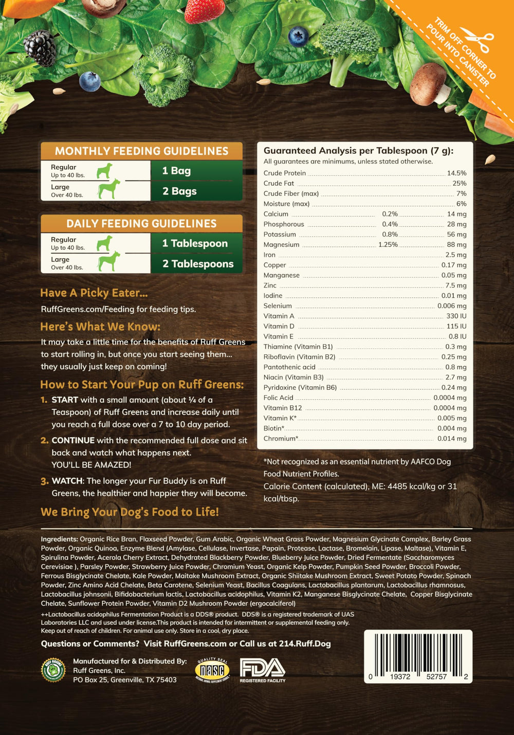 Ruff Greens hip-joint-support-bottle highlights joint comfort for active dogs.