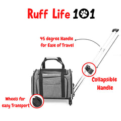Ruff Life 101 wheeled pet carrier with smooth rolling wheels for easy mobility