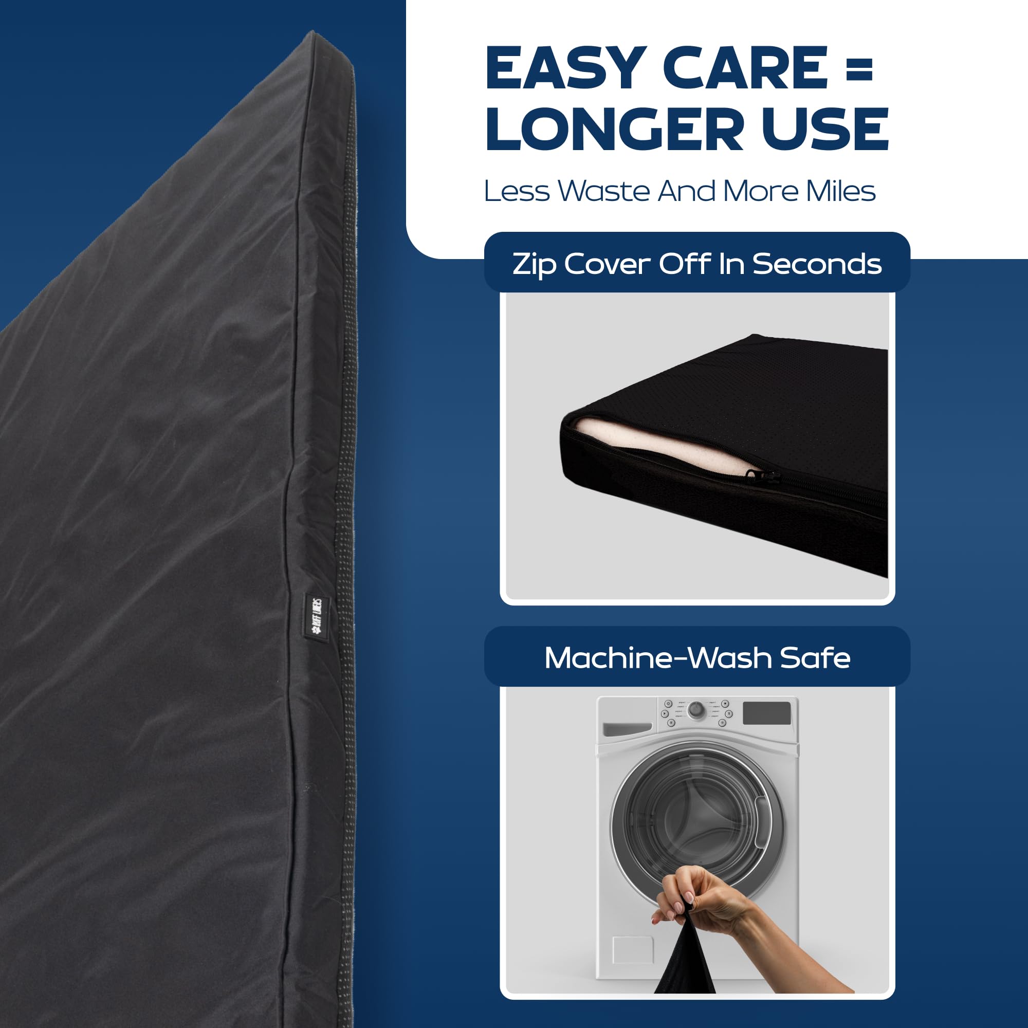 Ruff Liners bolstered edges provide comfortable paws and secure lounging for dogs.