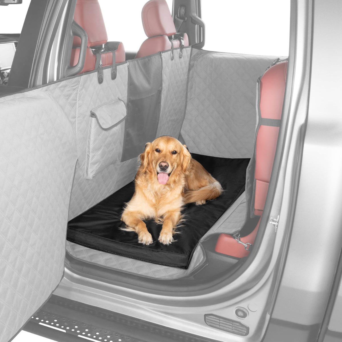 Ruff Liners truck back-seat dog bed cushion top view shows spacious comfort for big dogs.