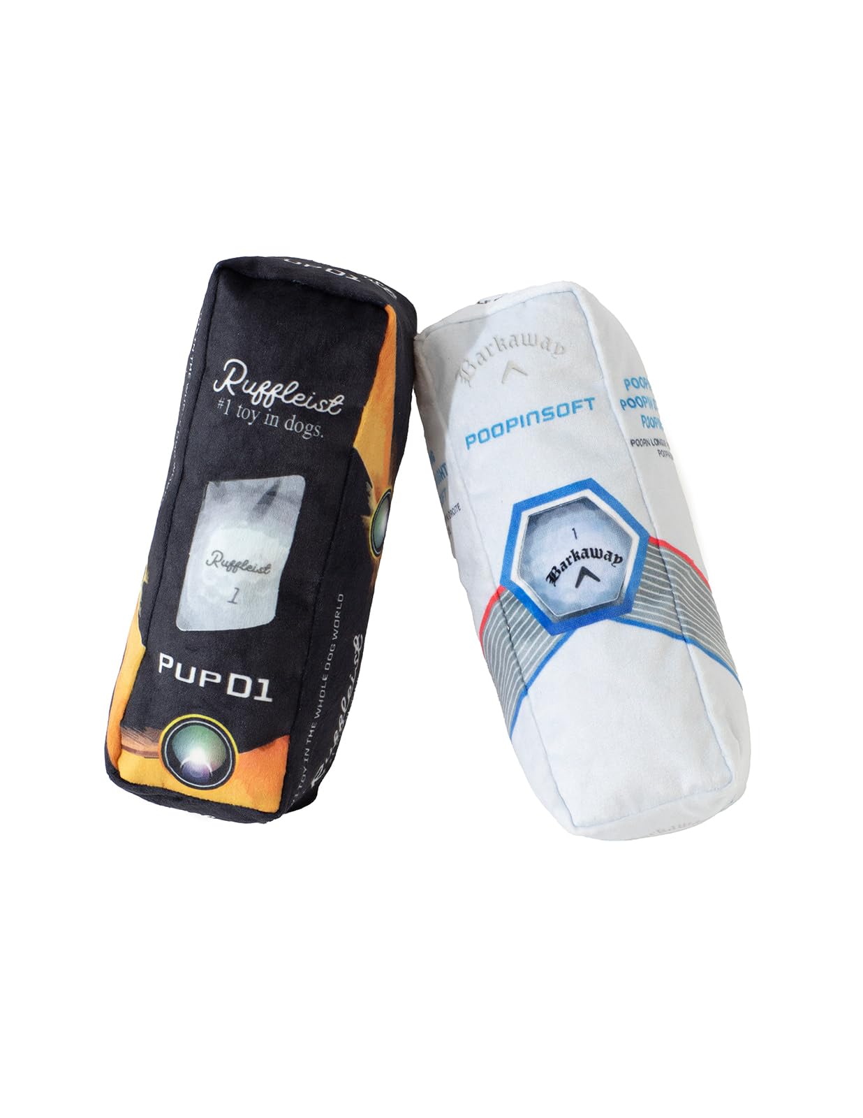 Ruff Puff plush dog toy—ideal gift for golf-loving dogs and owners.