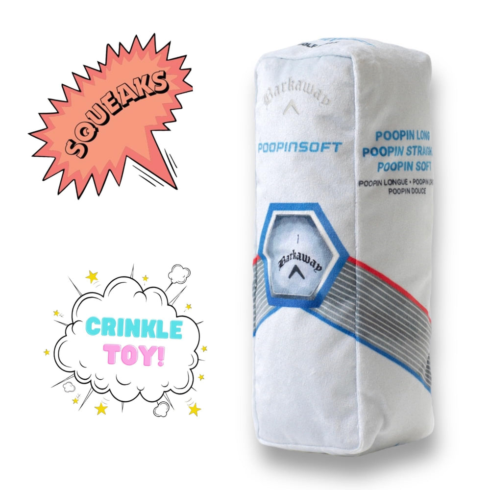 Ruff Puff dog toy with squeaker—durable and long-lasting play.