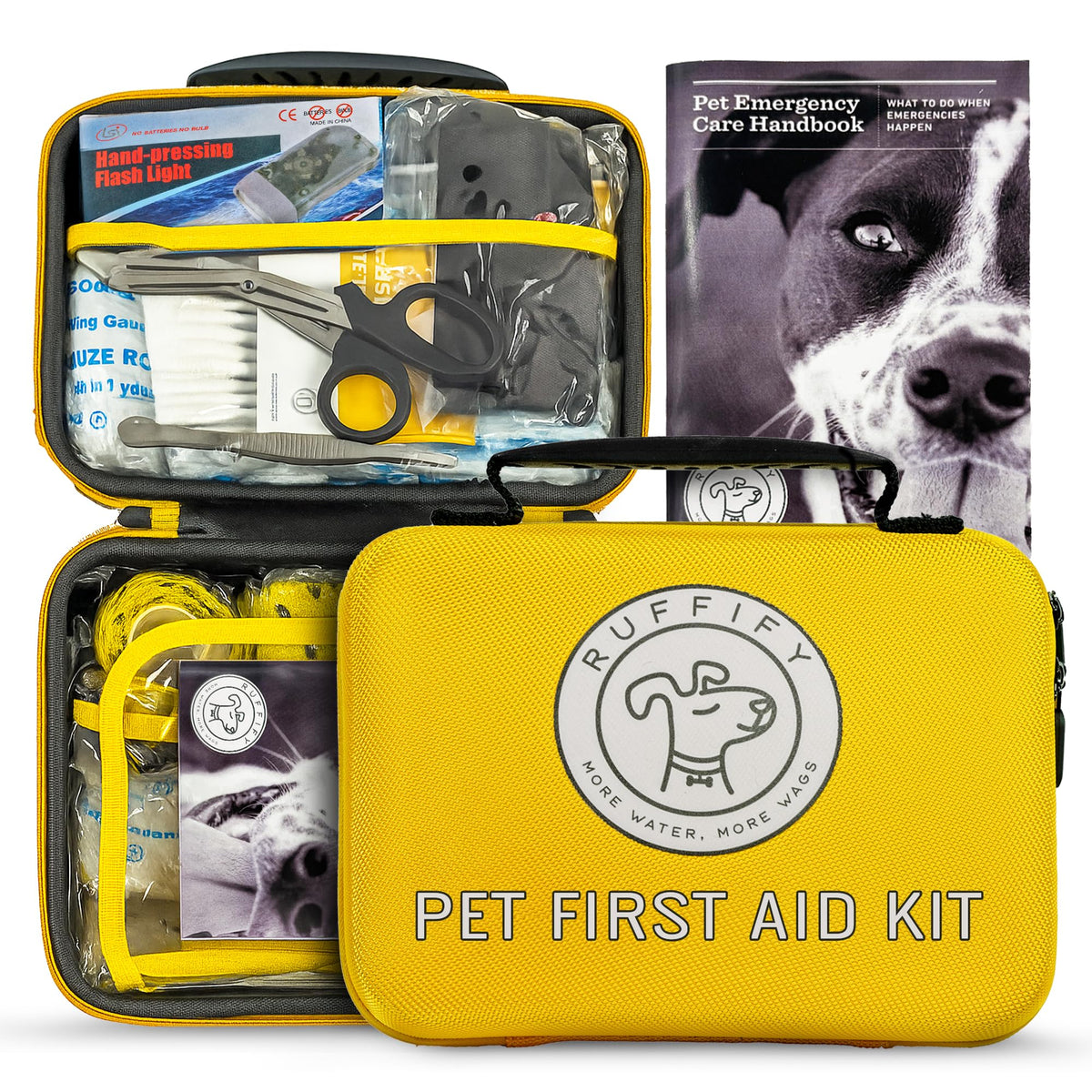 Ruffify dog first aid kit bright yellow case easily spotted for quick access during emergencies