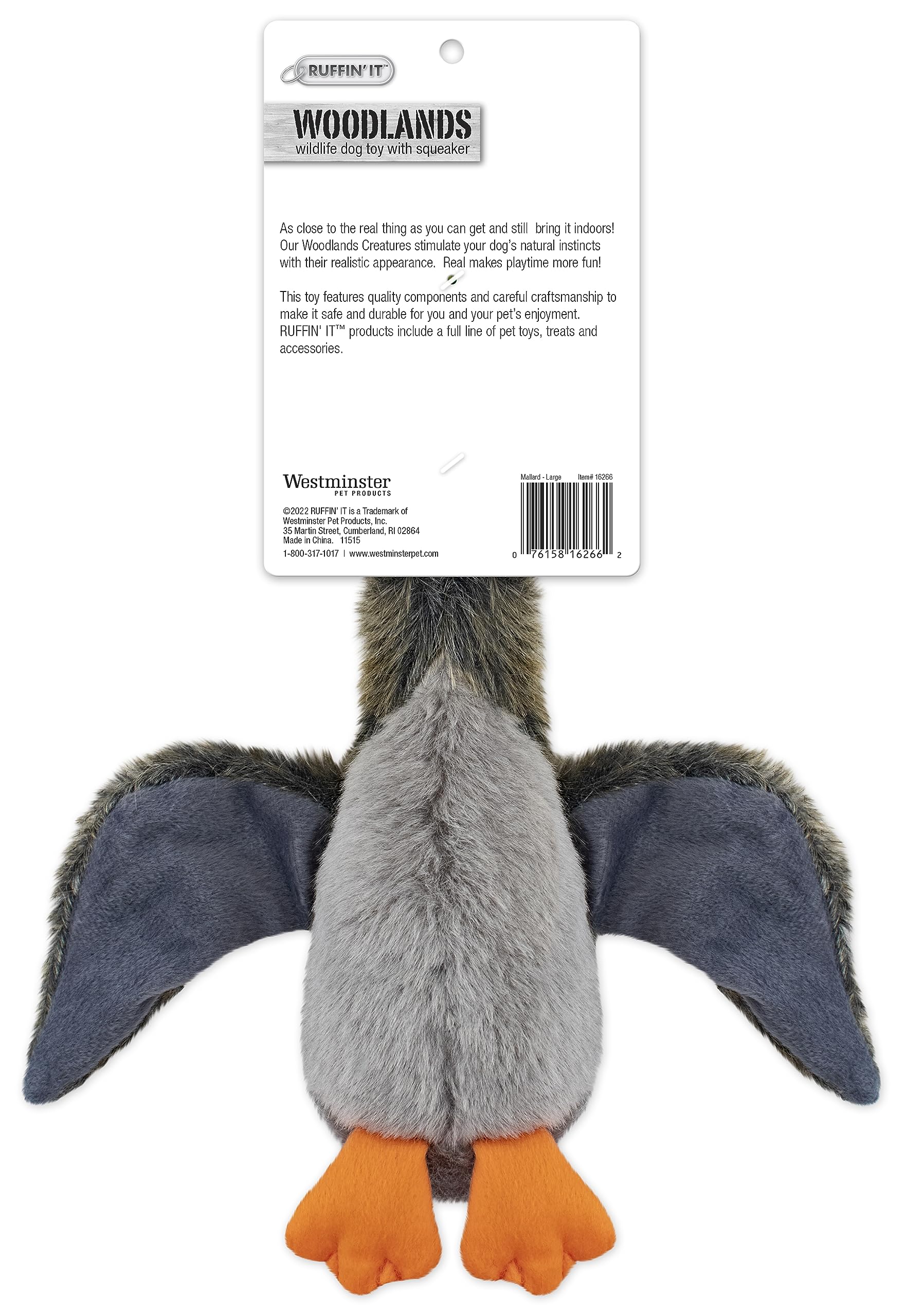 Ruffin' It peluche pato woodlands grande, lateral, resistente para juego prolongado