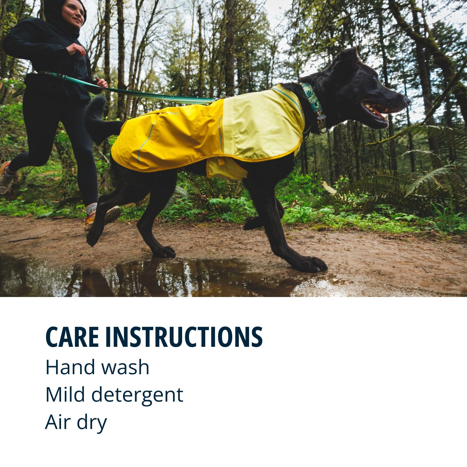 Ruffwear Front Range adjustable sizing shown on 14-20 inch range for a snug fit.