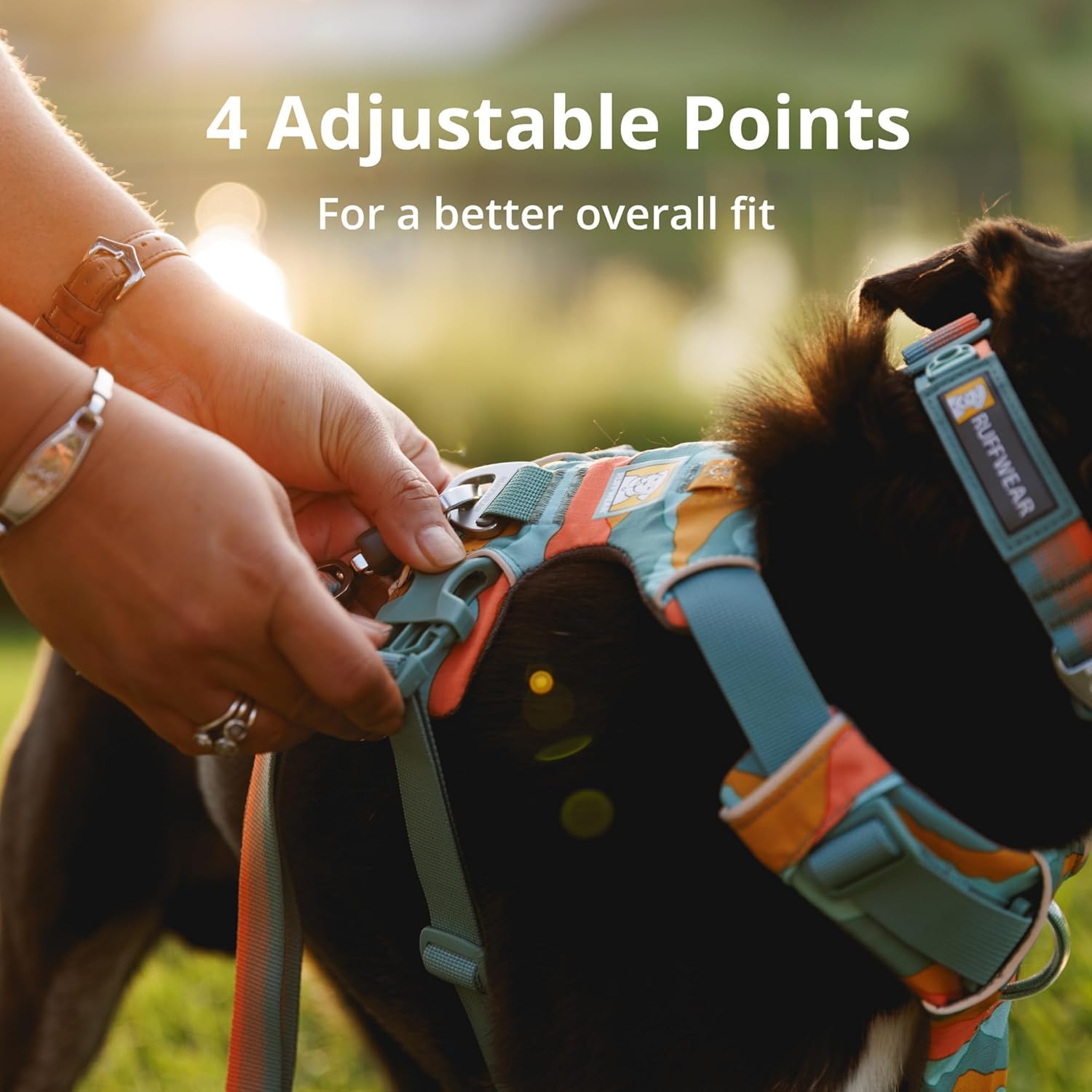 Ruffwear Front Range uses 300D polyester ripstop for durable materials.