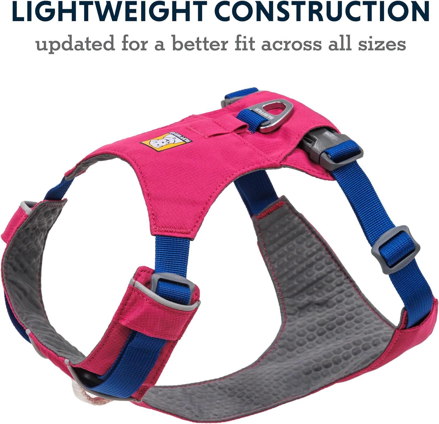Ruffwear Hi & Light Alpenglow Pink color for visibility on hikes