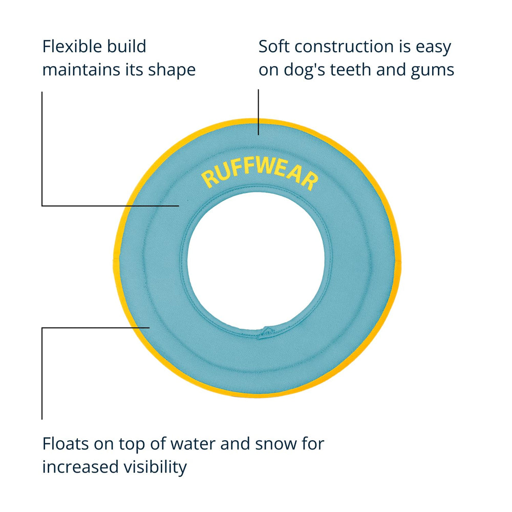 Ruffwear Hydro Plane Frisbee dog catching flight illustrates easy pickup for all breeds
