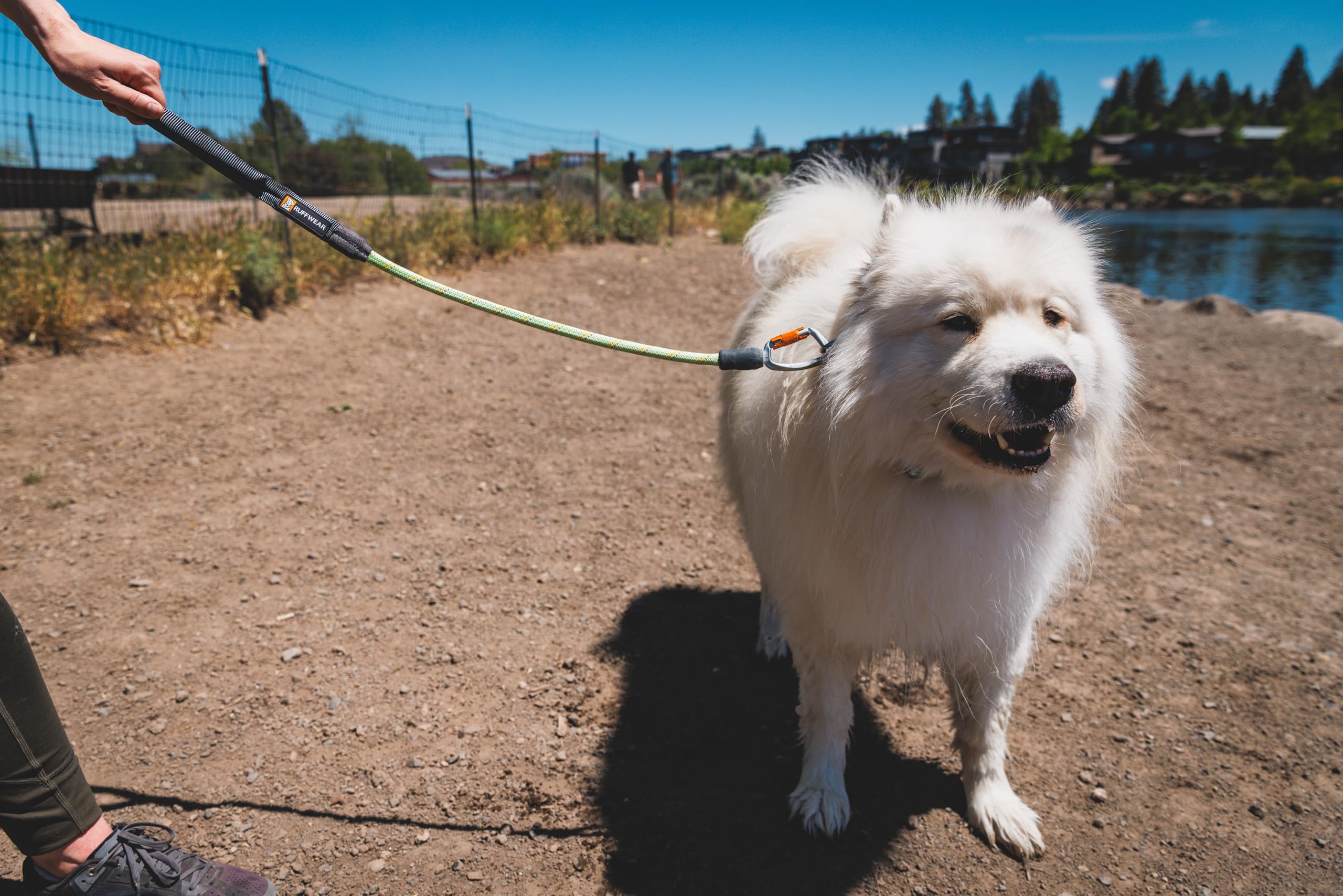 Ruffwear Knot-a-Long leash 30 inch length keeps dogs close on walks.