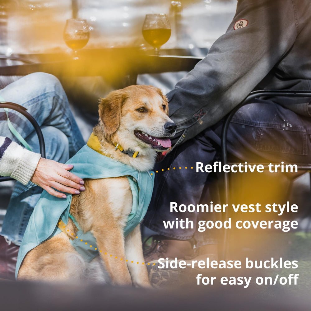 Ruffwear Stumptown Jacket 300D ripstop fabric withstands brush and light moisture.