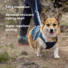 Ruffwear Stumptown Jacket recycled insulation highlights sustainable warmth without bulk.
