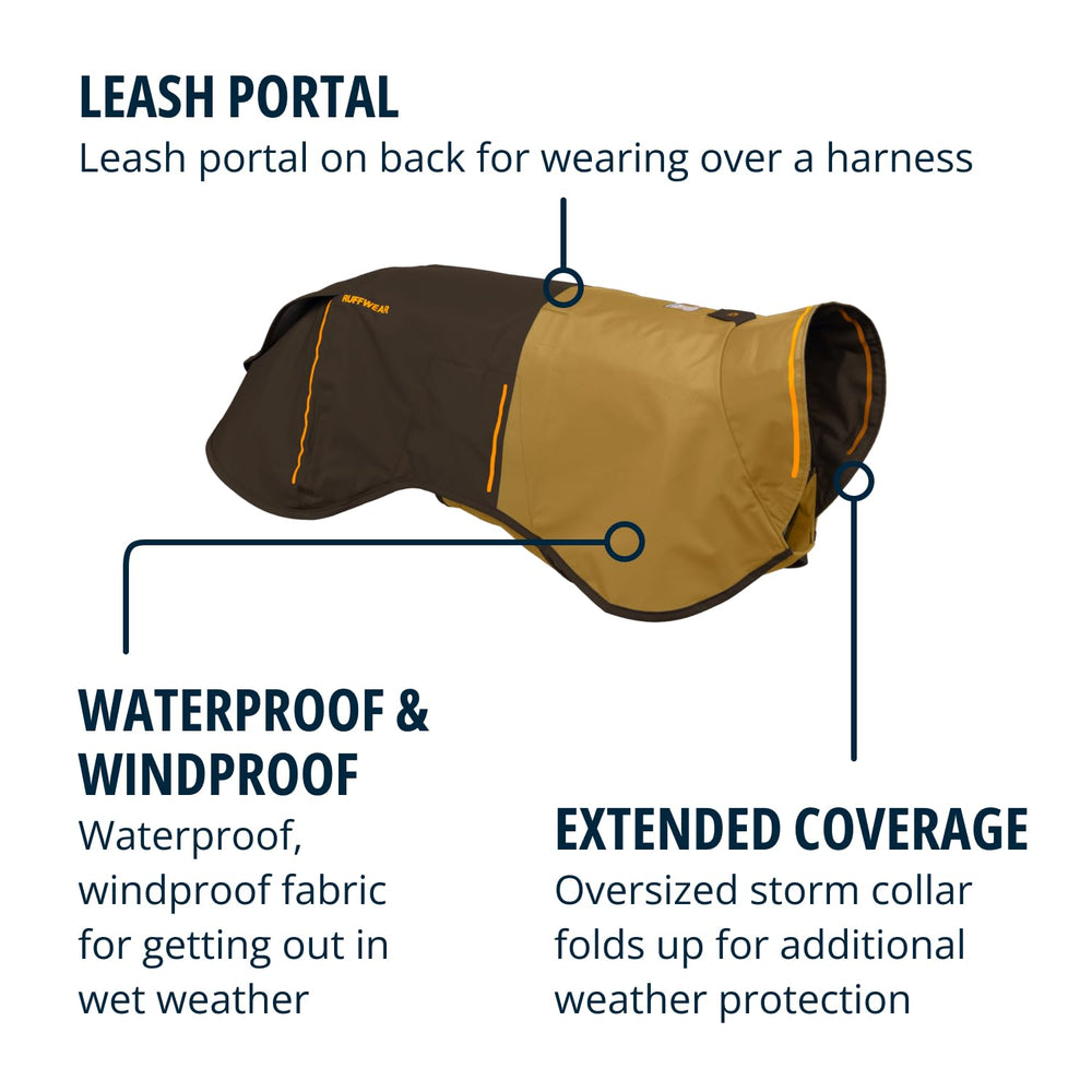 Ruffwear Sun Shower over-dog-harness demonstrates easy wear over most harnesses for full coverage.