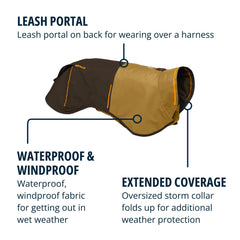 Ruffwear Sun Shower over-dog-harness demonstrates easy wear over most harnesses for full coverage.