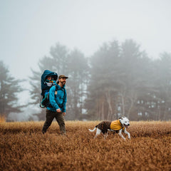 Ruffwear Sun Shower storm-collar detail communicates extended protection around the neck.