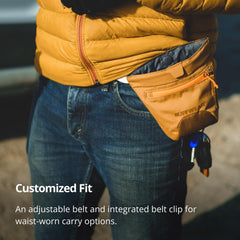 Ruffwear Treat Trader belt clip option keeps the pouch accessible on walks.