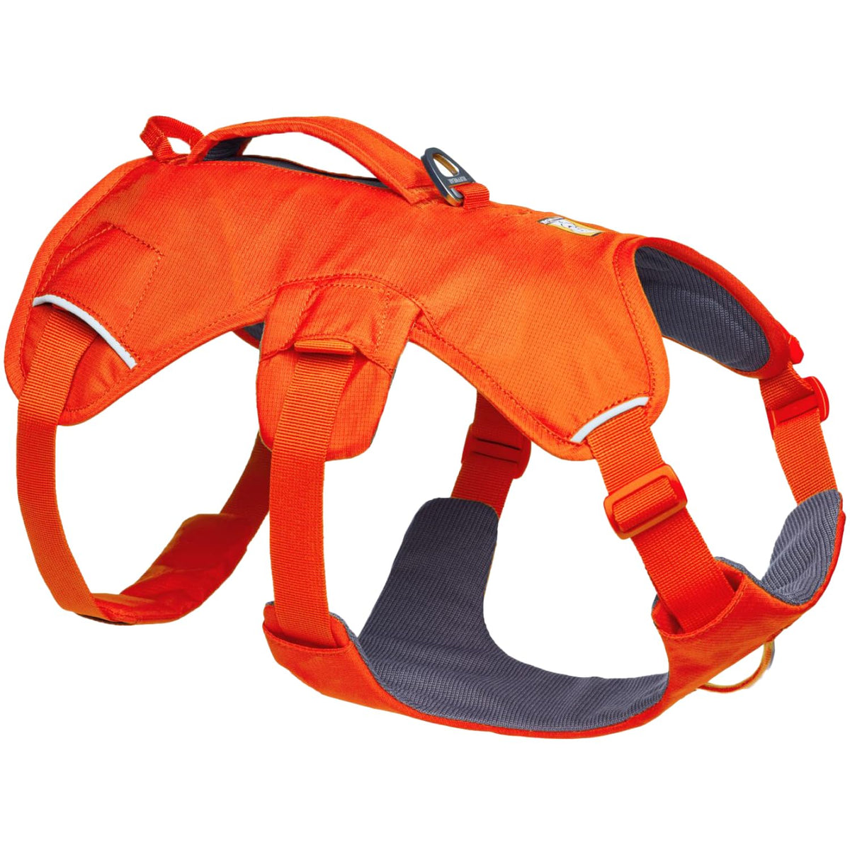 Ruffwear Web Master harness front view for secure fit during hikes